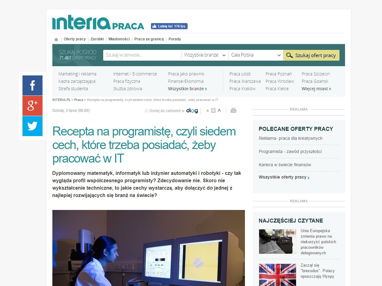 Interia.pl i Kodilla podpowiada, kto może zostać programistą